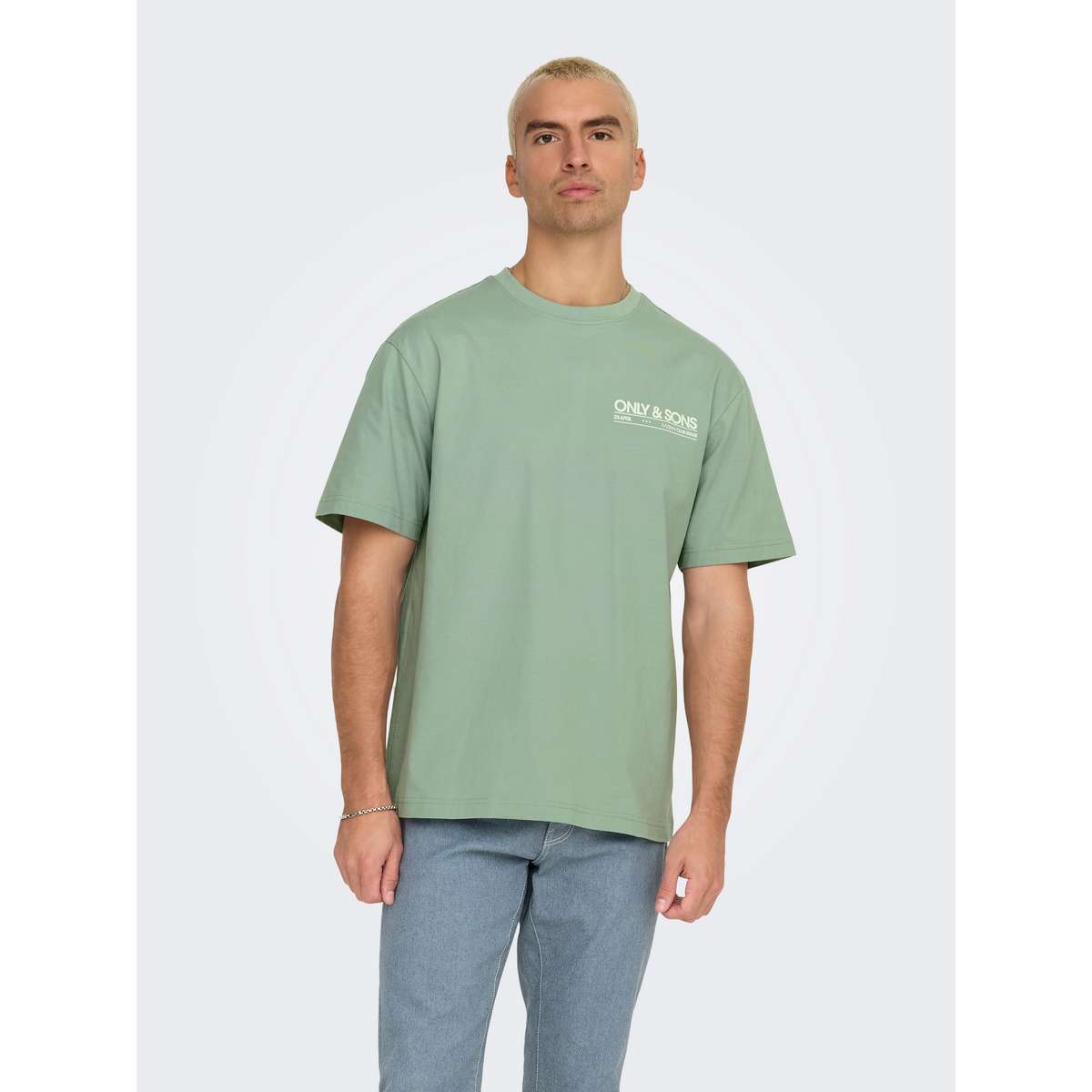 ONLY & SONS MEN΄S RELAXE FIT COTTON PRINT T-SHIRT 22033751 ICEBERG GREEN